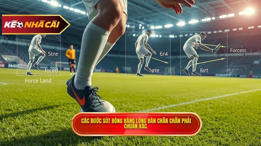 Phân tích chi tiết các bước thực hiện kỹ thuật sút bóng bằng lòng bàn chân phải